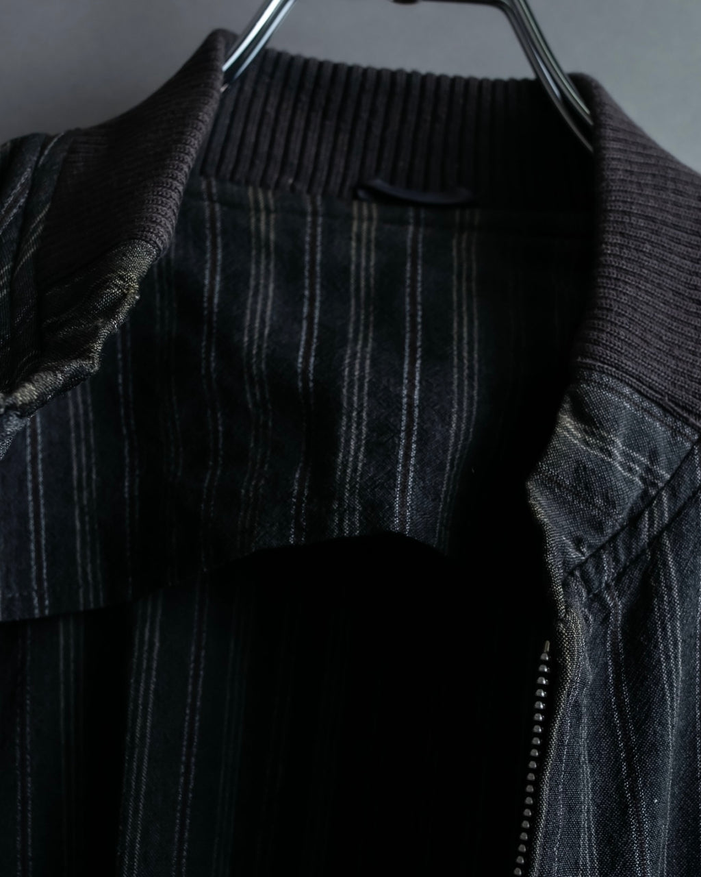 "Comme des Garcons Homme" distressed zip-up striped blouson