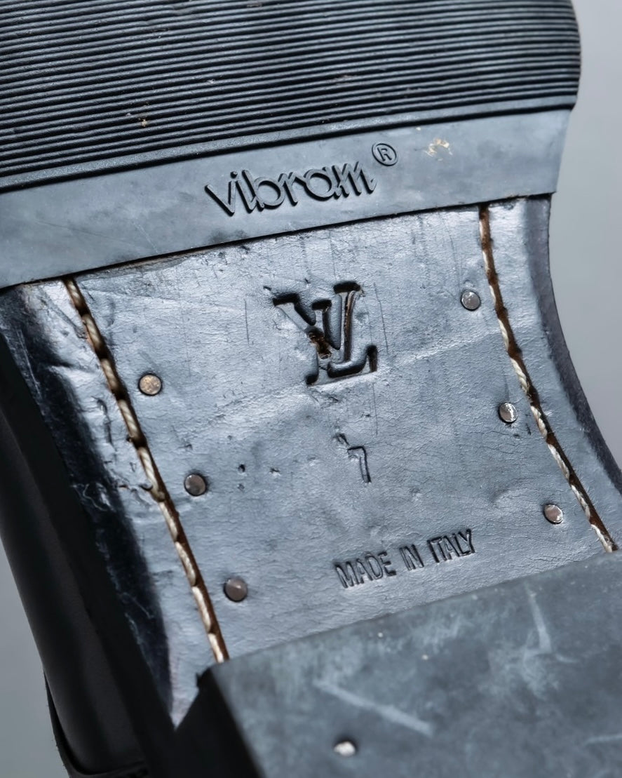 "Louis Vuitton" square toe leather lace-up boots