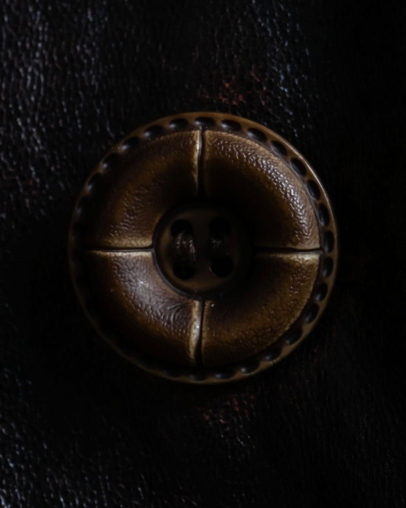 Vintage Thick Leather Red Trench Coat