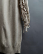 "MM6" Arm fringe design knit dress