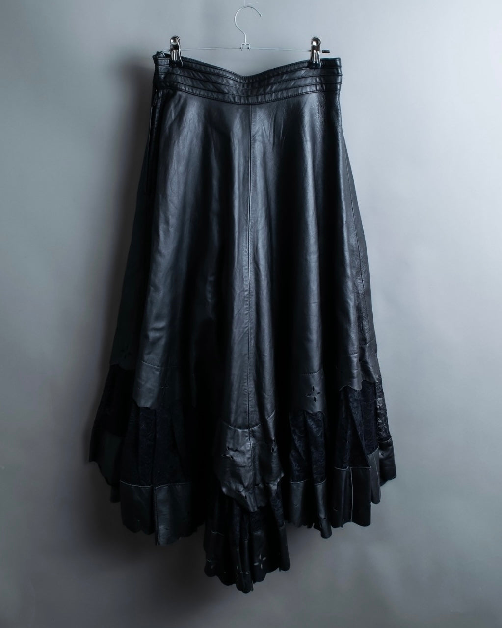 Cowhide flared lace skirt