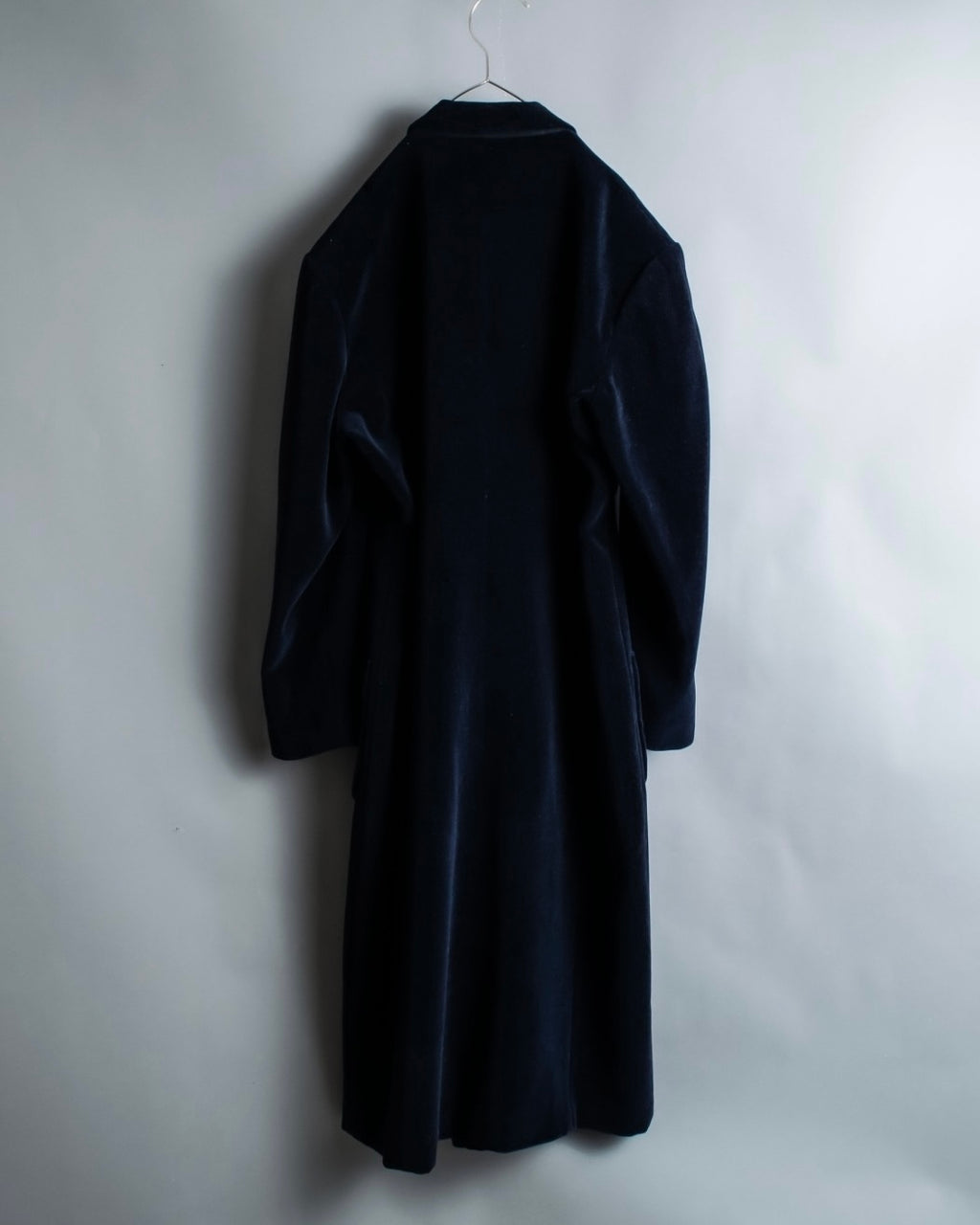 "Y's"Black navy velor double-breasted coat