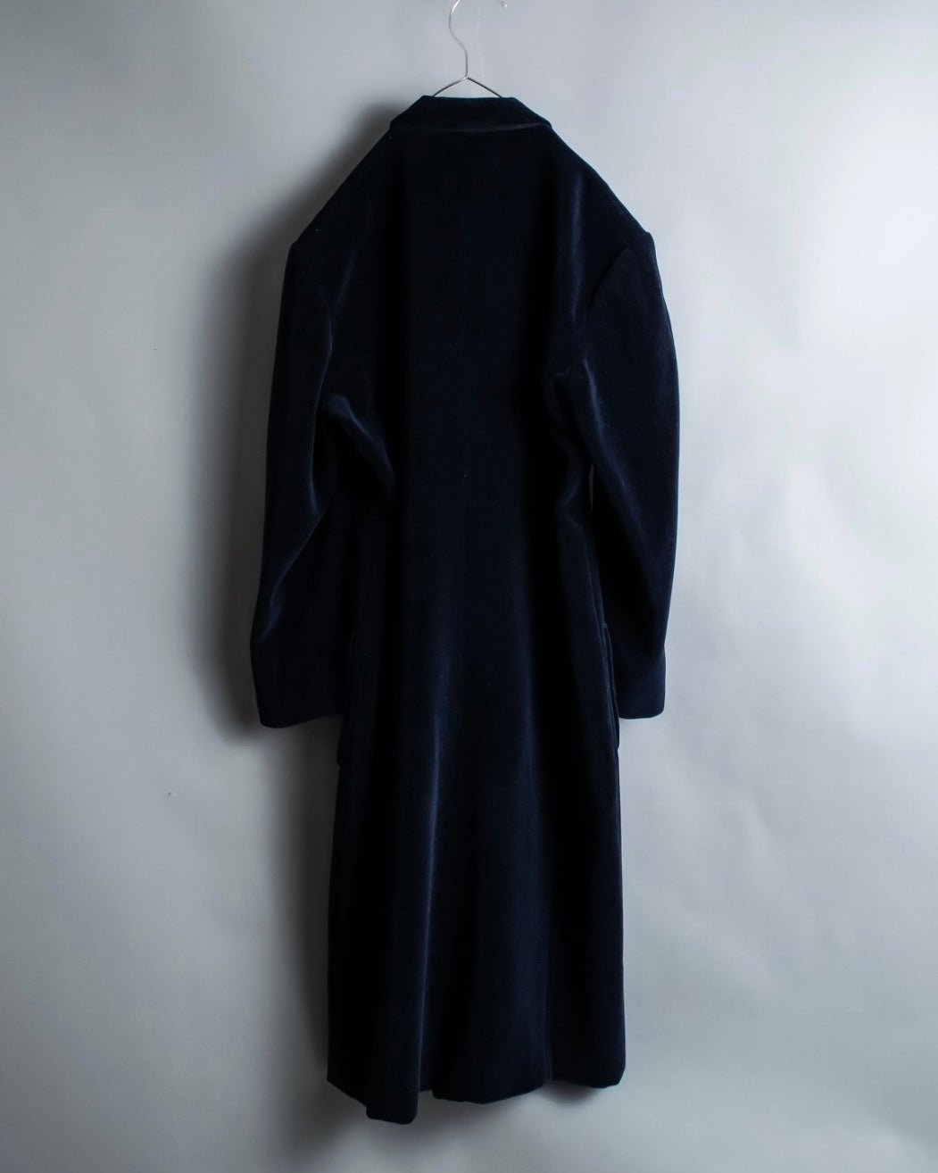 "Y's"Black navy velor double-breasted coat