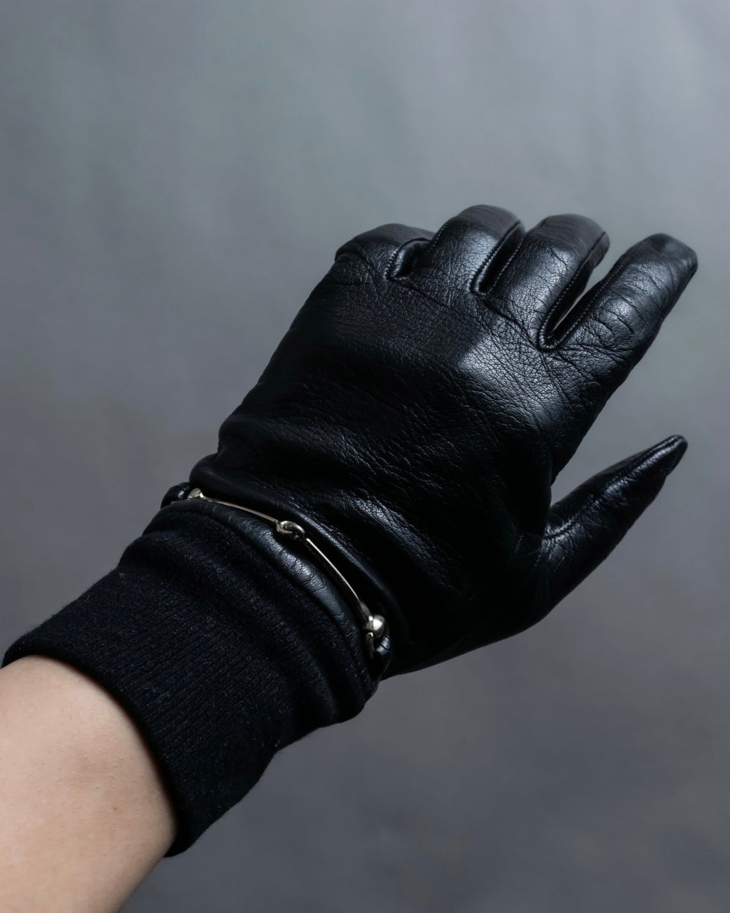 "GUCCI" Horsebit Leather×cashmere Gloves