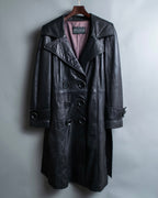 "PEAU D' ANÉ" wide lapel leather coat