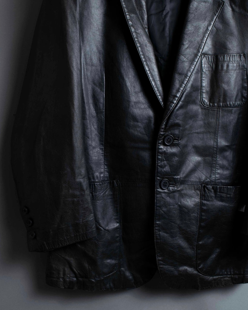 "Calvin Klein" Faded leather tailored jacket