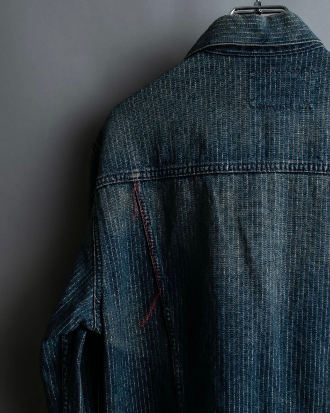 "Levi's Redloop" Aging process pencil stripe denim jacket