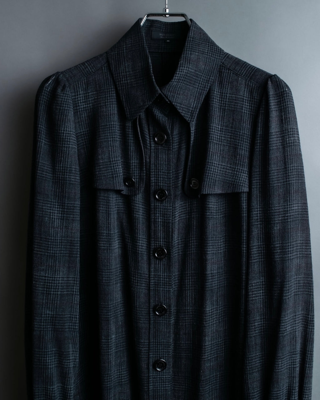 “Burberry Black Label” Trench coat designed long check shirts