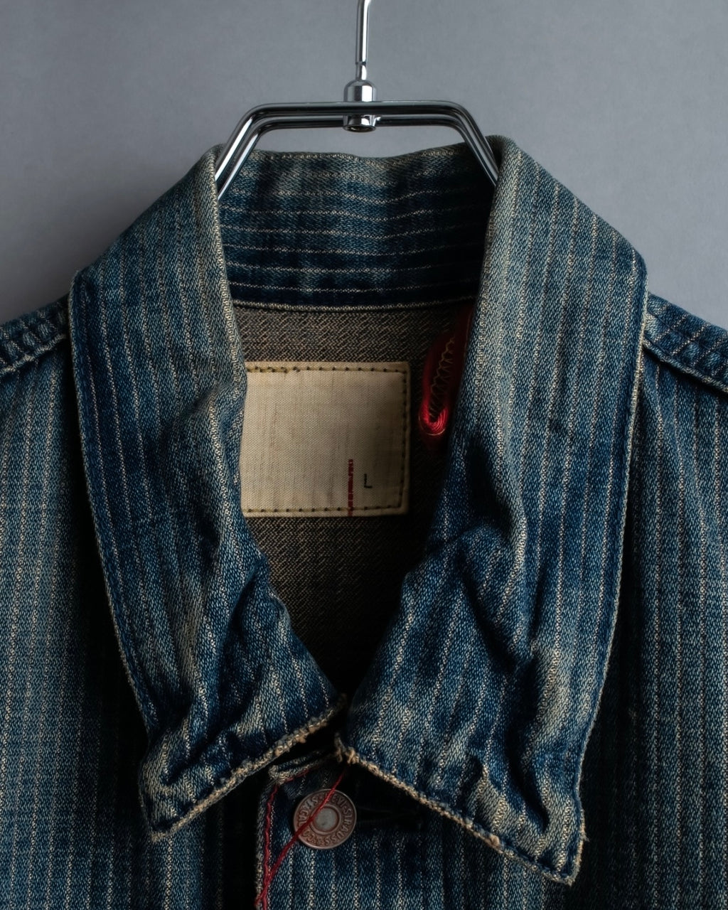 "Levi's Redloop" Aging process pencil stripe denim jacket