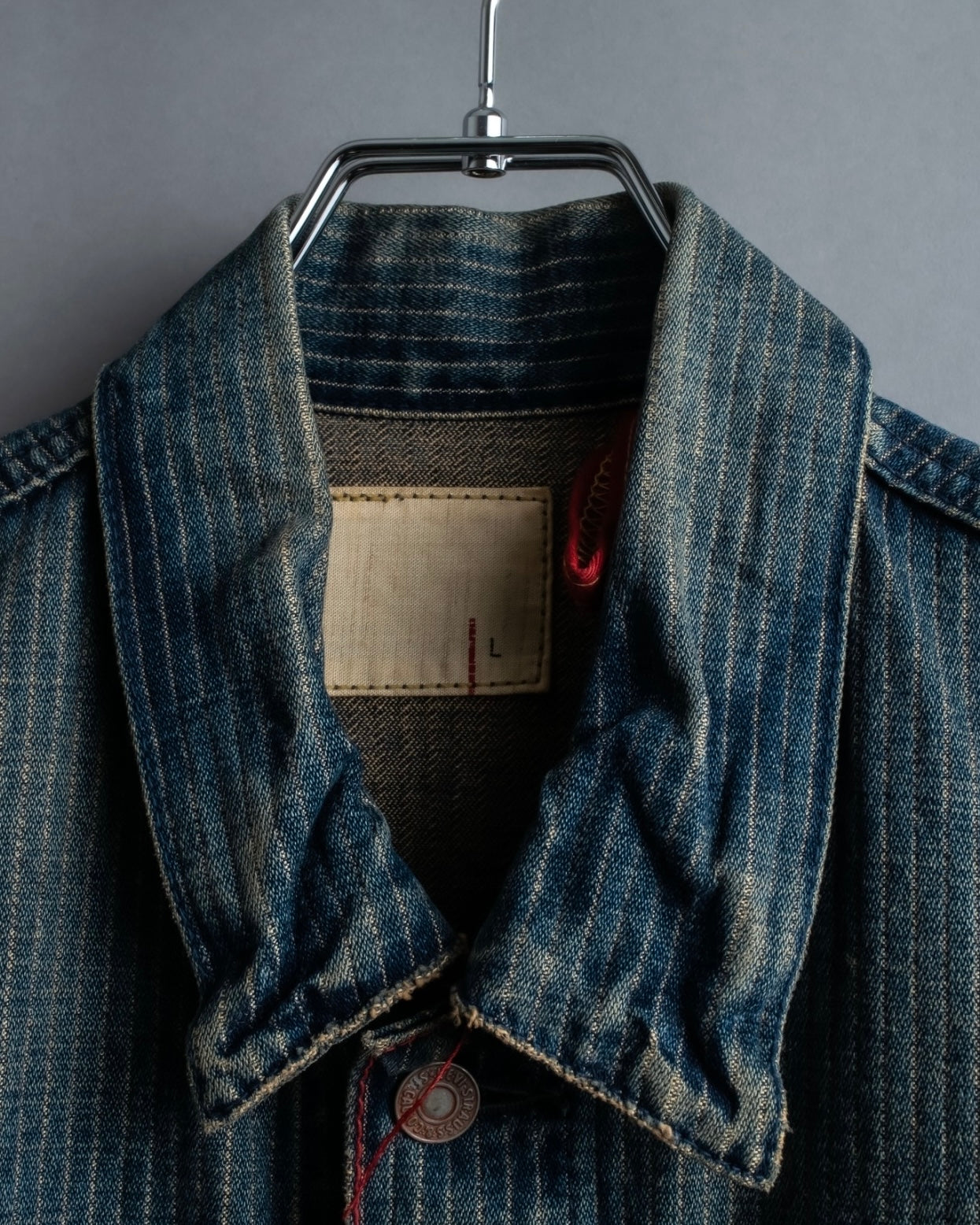 "Levi's Redloop" Aging process pencil stripe denim jacket