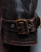 Vintage Thick Leather Red Trench Coat