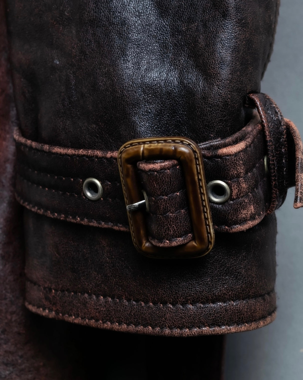 Vintage Thick Leather Red Trench Coat