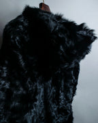 Lamb fur magnetic button hood coat