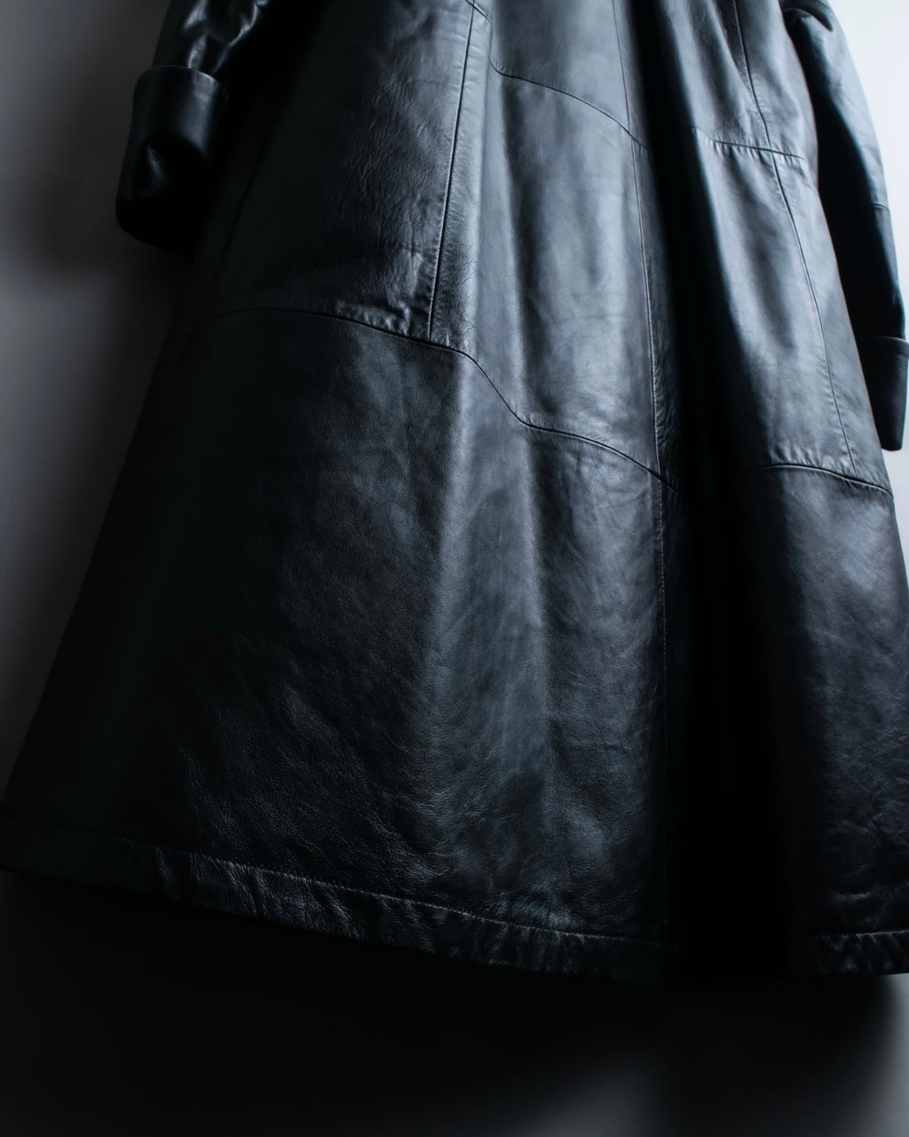 "ITALY VERA PELLE" round fur leather coat