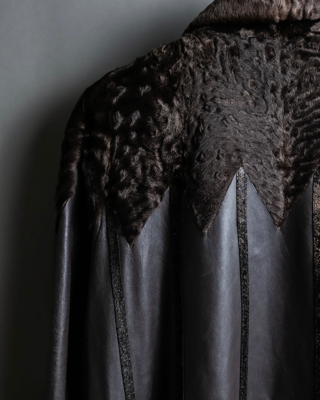 "Guy laroche" vintage real fur leather coat