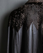 "Guy laroche" vintage real fur leather coat