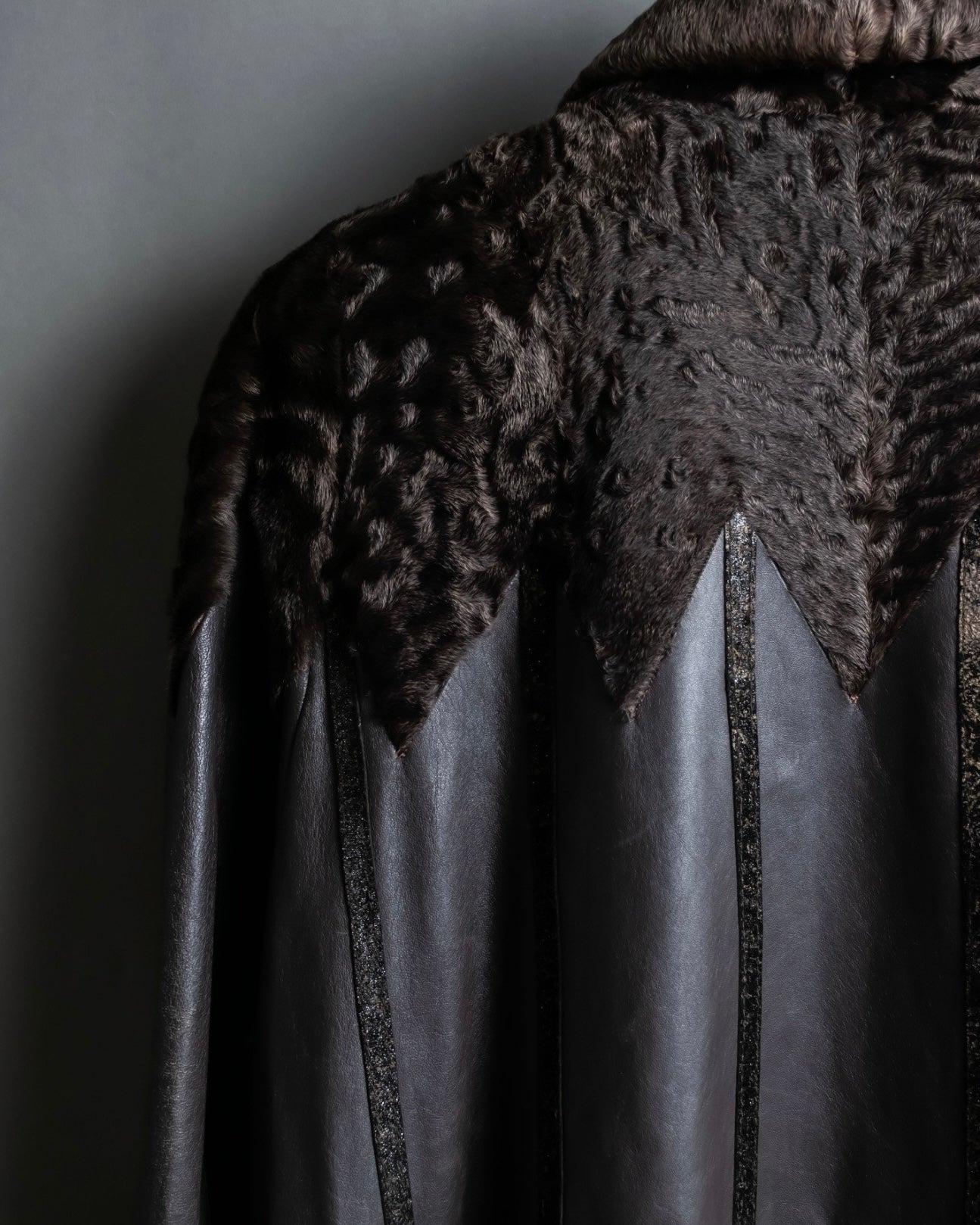 "Guy laroche" vintage real fur leather coat