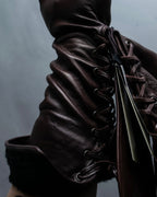 "PIUMELLI" Dead stock lace up long leather gloves