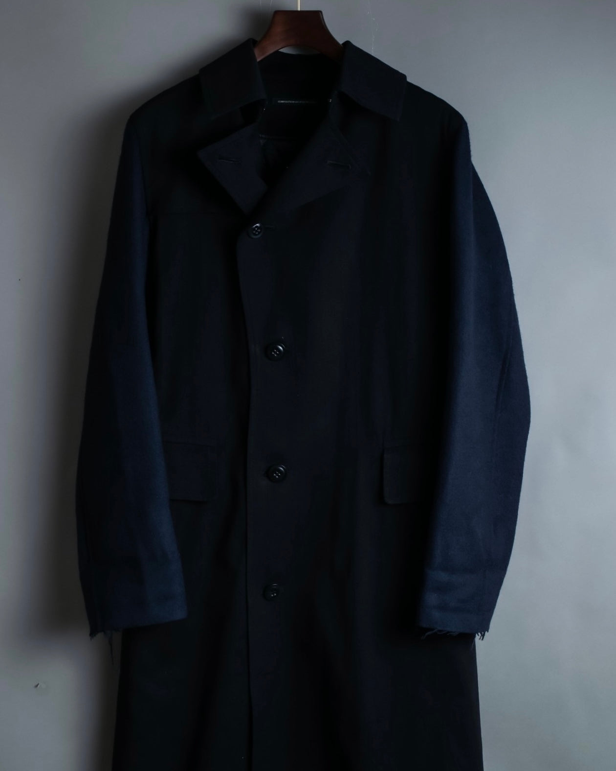 "Y's 2018 aw" Long coat with euphemistic lapels and different materials