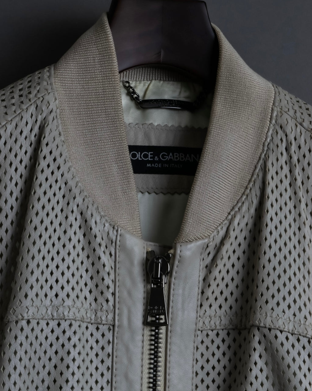 "Dolce & Gabbana" Leather mesh off-white blouson