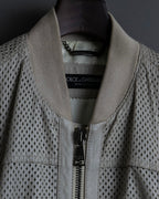 "Dolce & Gabbana" Leather mesh off-white blouson