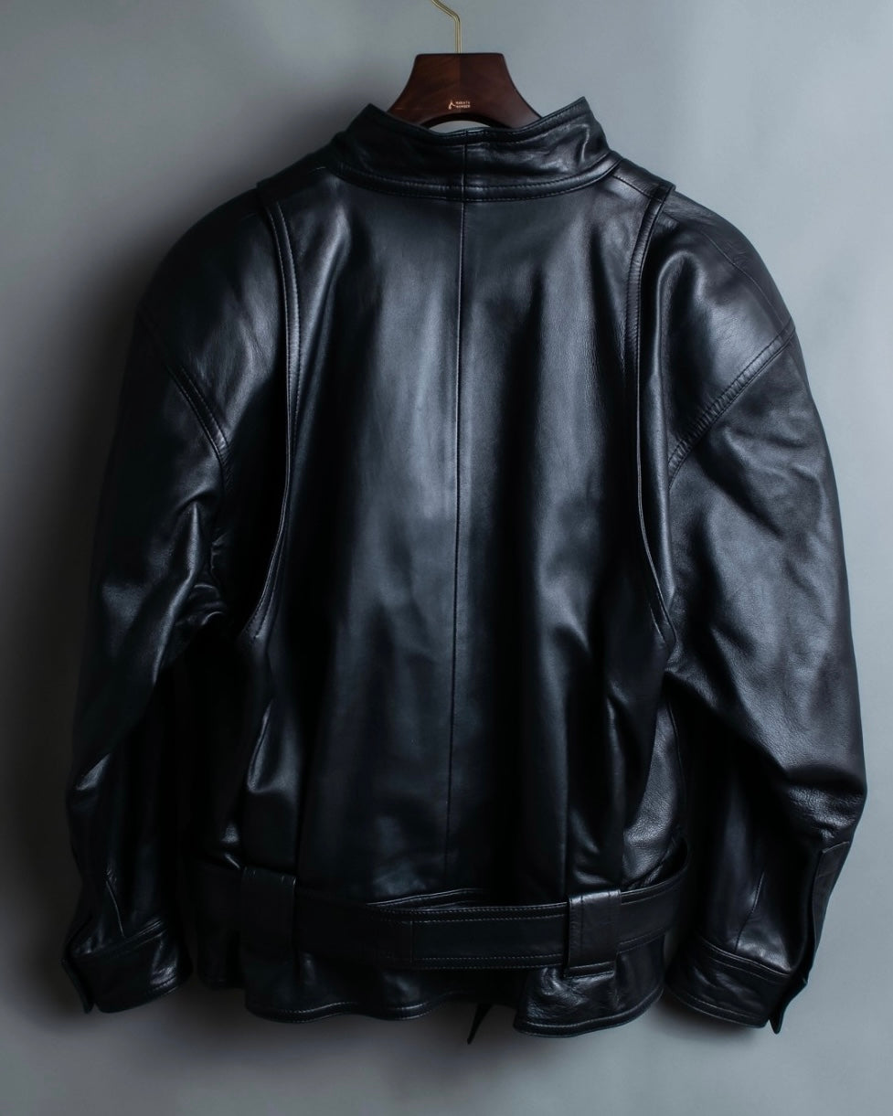 "NORIKO KAZUKI" 2way leather short jacket
