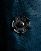 "COACH" light blue faded leather coat