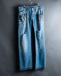 "DOLCE &amp; GABBANA" various studded distressed denim