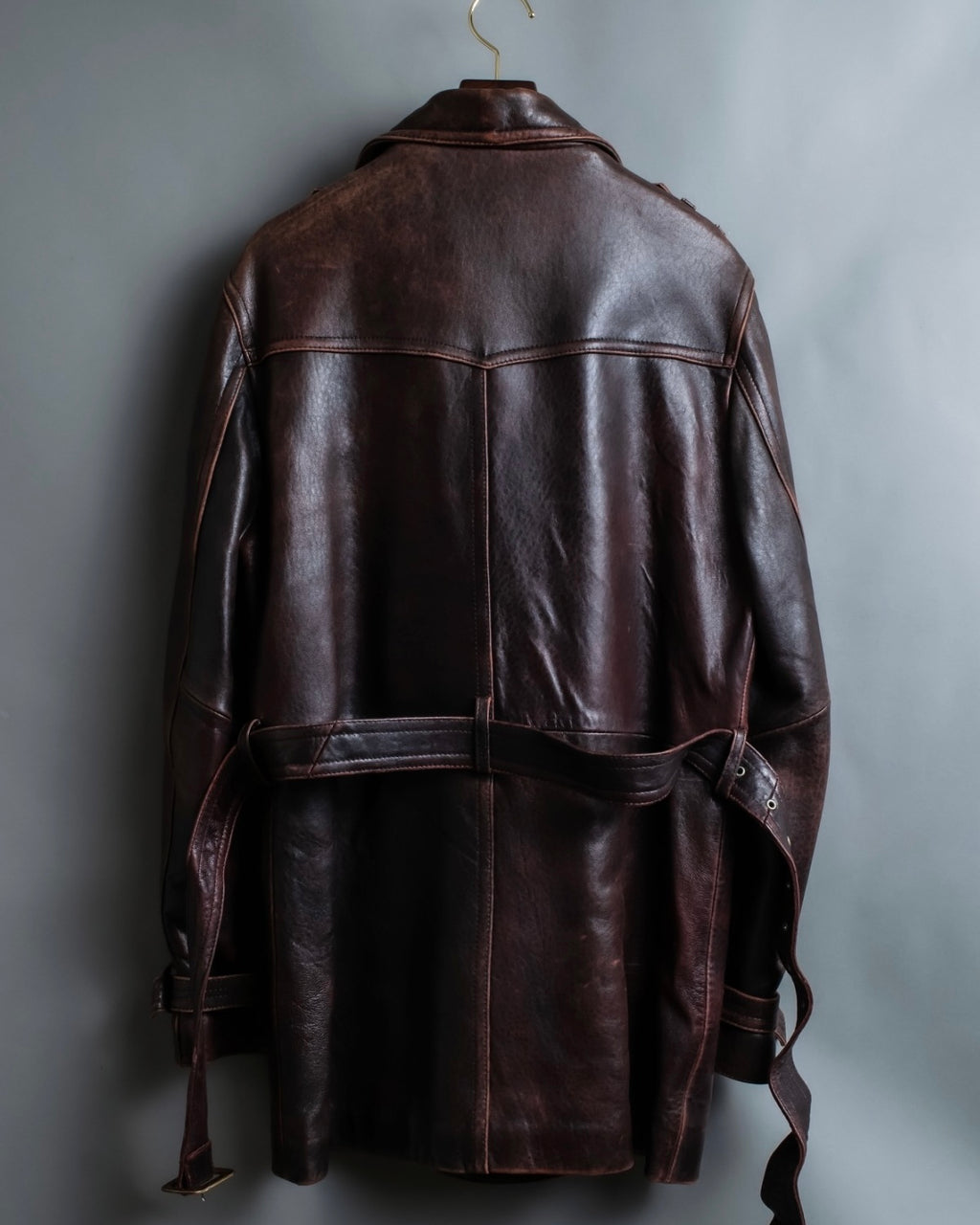 Vintage Thick Leather Red Trench Coat