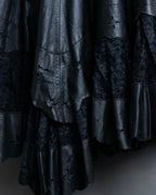 Cowhide flared lace skirt