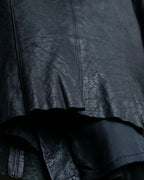 “Rick Owens” lamb leather classic biker jacket with high funnel