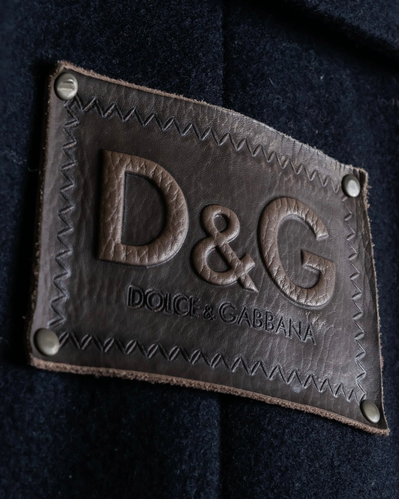 "D&G" Slim silhouette leather patch P coat