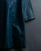 "COACH" light blue faded leather coat