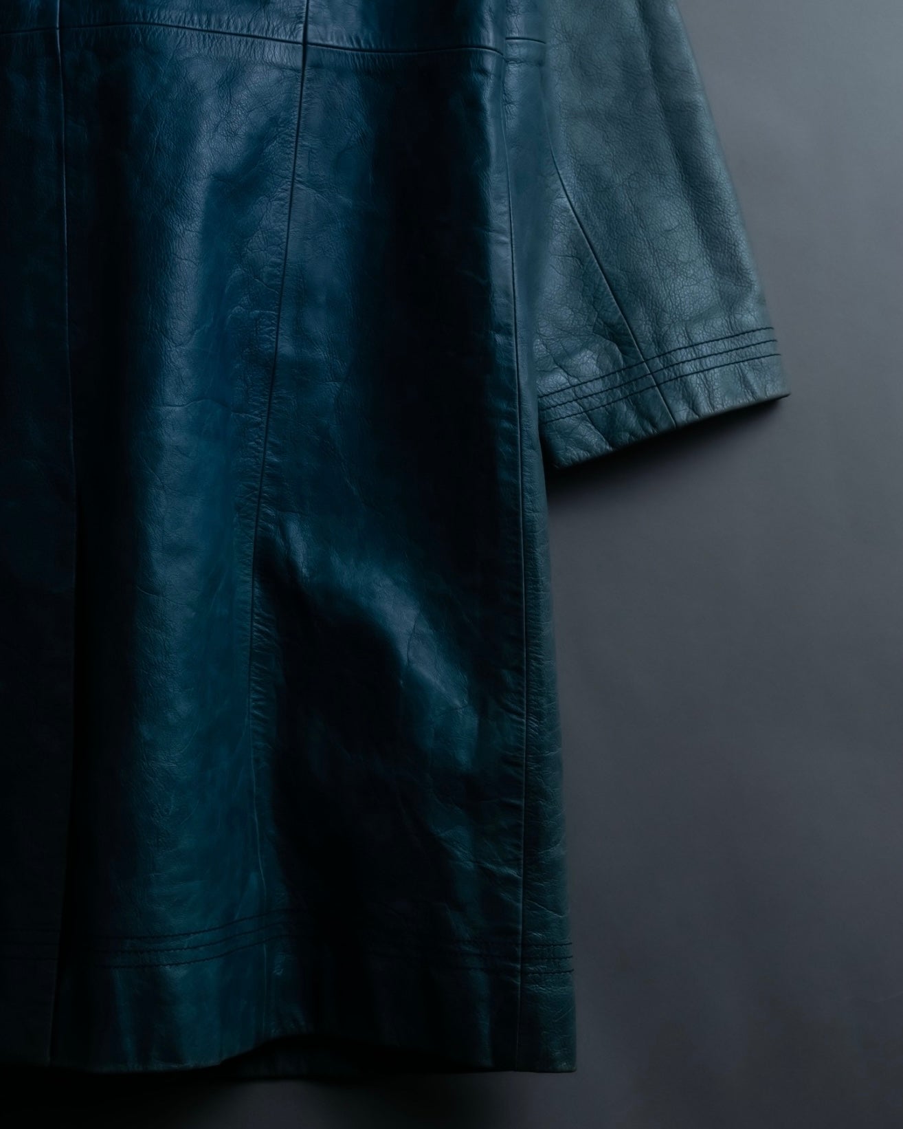 "COACH" light blue faded leather coat