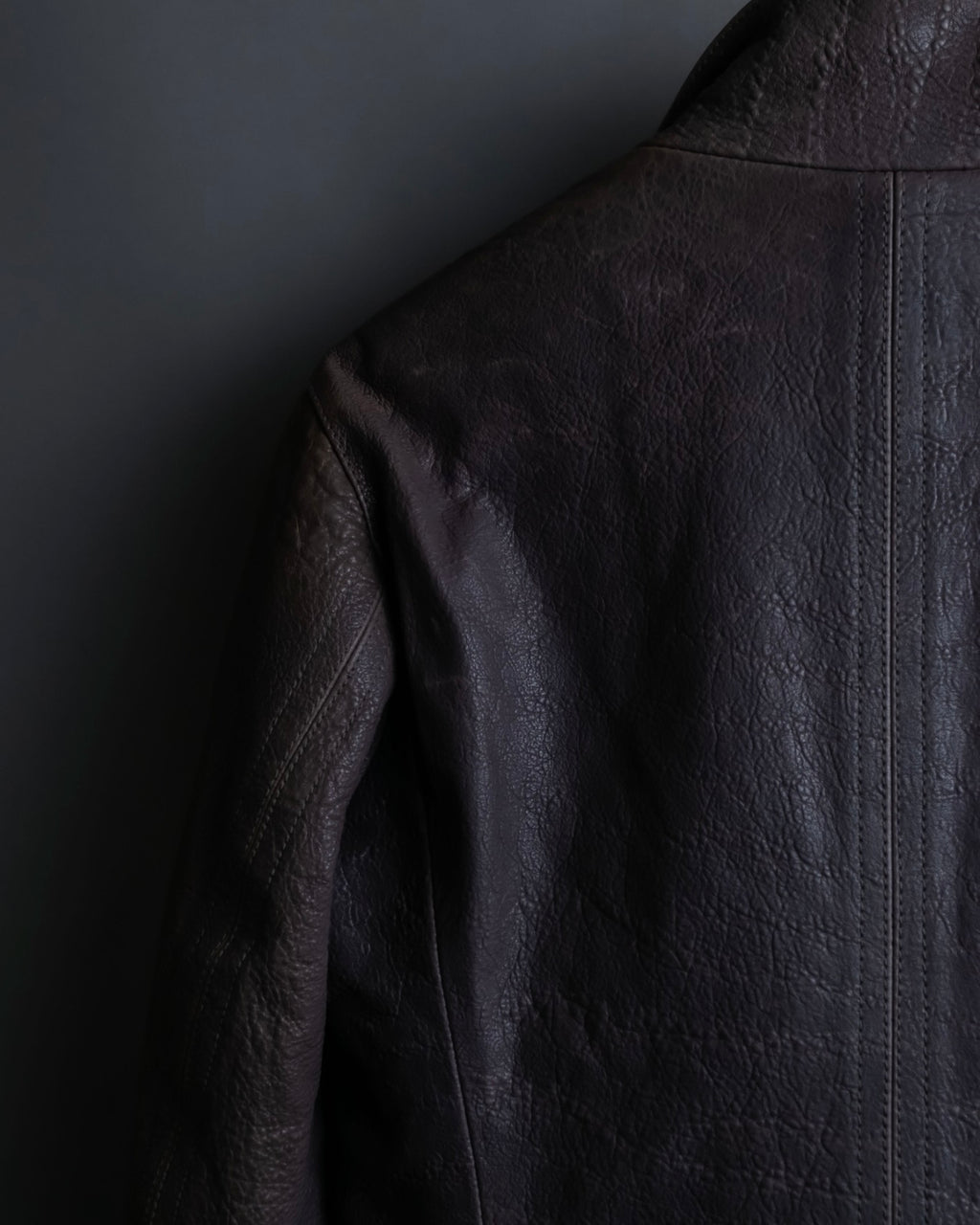 "EMPORIO ARMANI" grained lamb leather double zip jacket