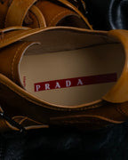 "PRADA" brown leather sports shoes