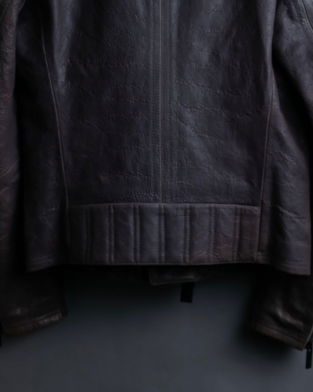 "EMPORIO ARMANI" grained lamb leather double zip jacket