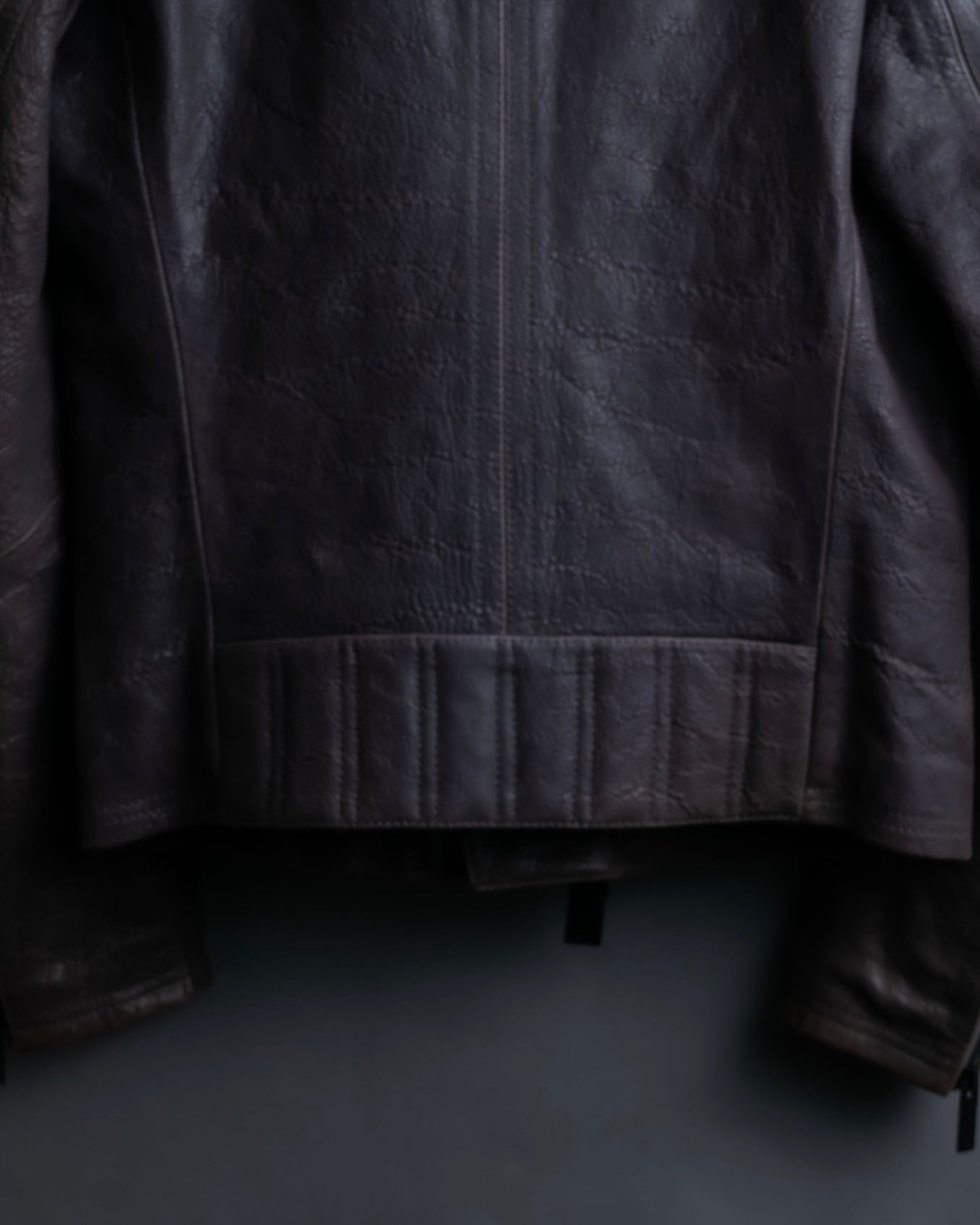 "EMPORIO ARMANI" grained lamb leather double zip jacket