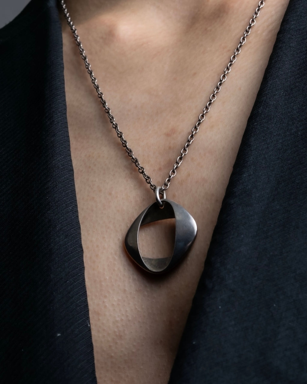 “Georg Jensen” inside out designed silver chain necklace