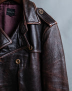 Vintage Thick Leather Red Trench Coat