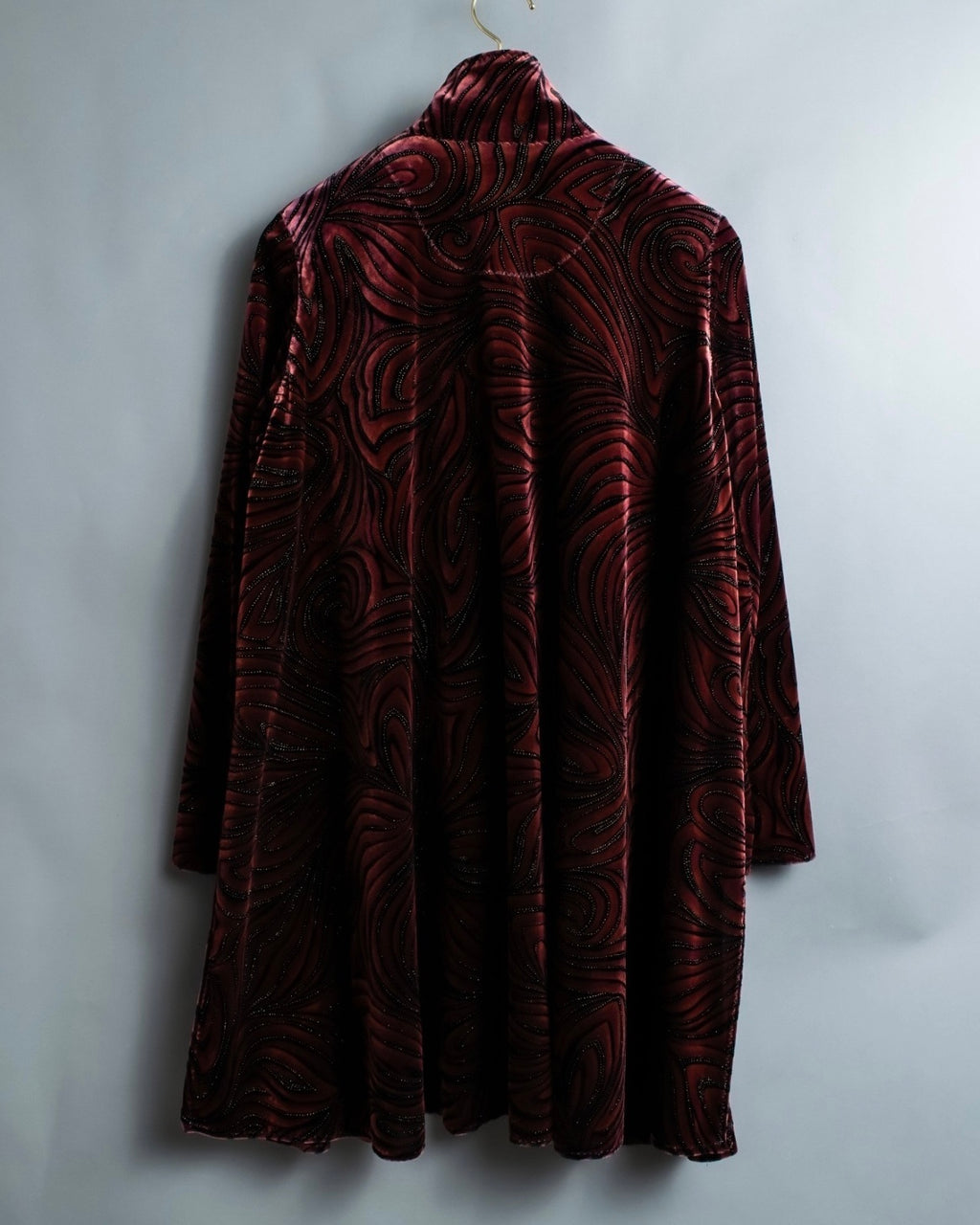 Wave Pattern Velor Stand Collar Shirt Jacket