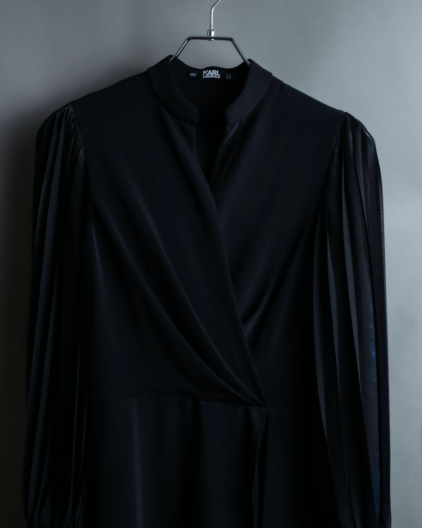 “Karl Lagerfeld” pleats designed stand collar summer dress