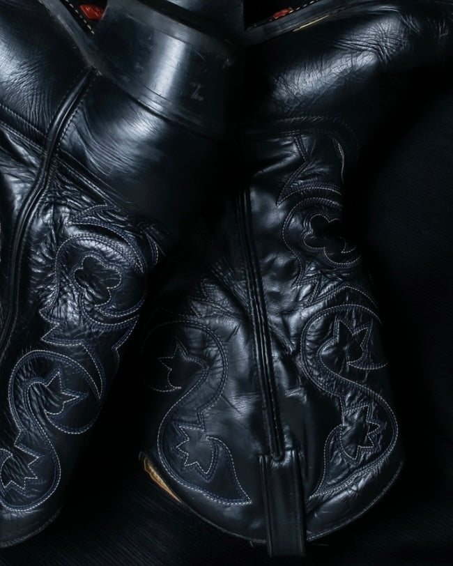 Vintage Blue Embroidered Wester Boots