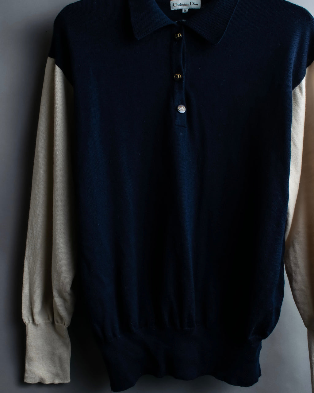 “Christian Dior” CD designed bicolor knit polo