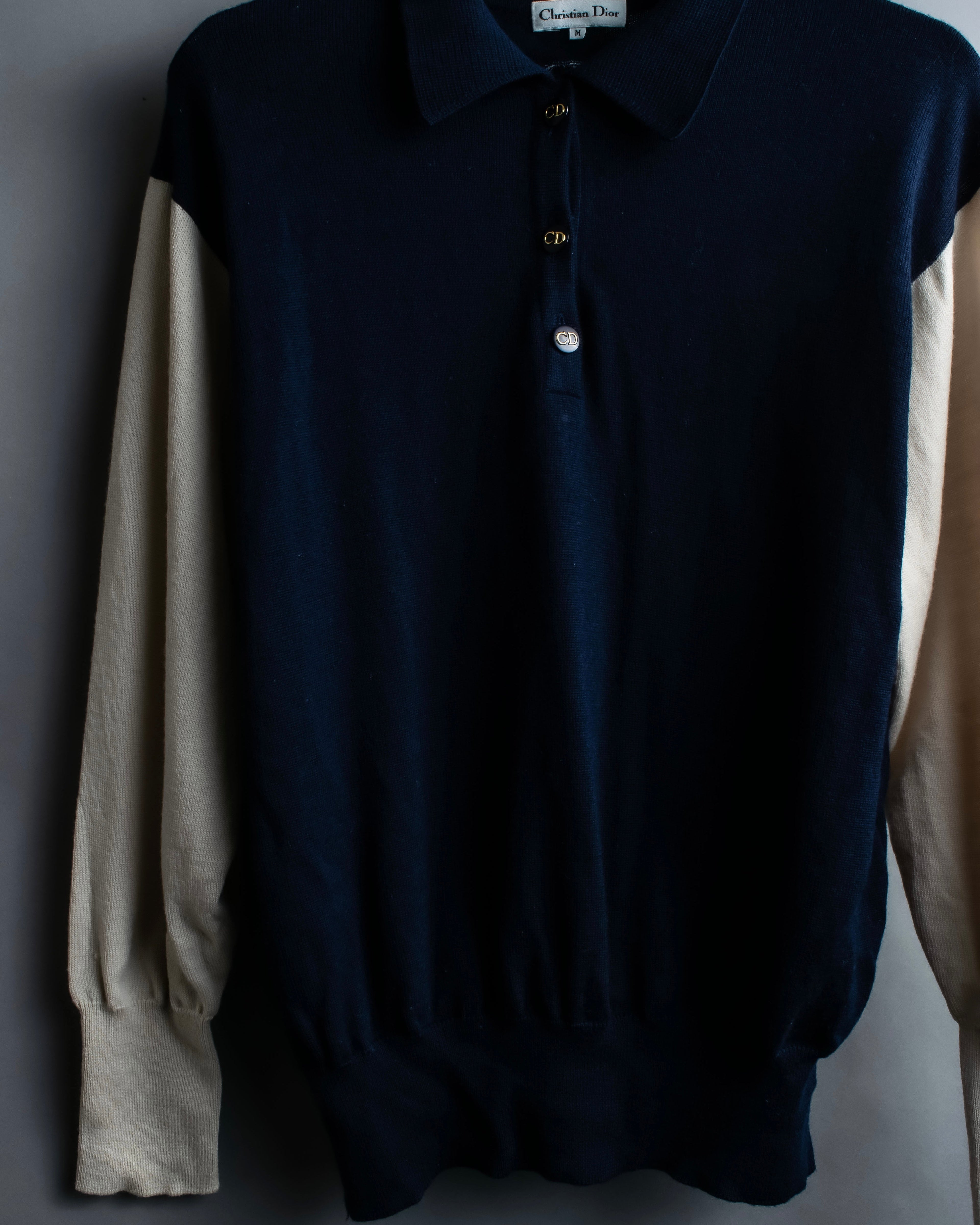 “Christian Dior” CD designed bicolor knit polo