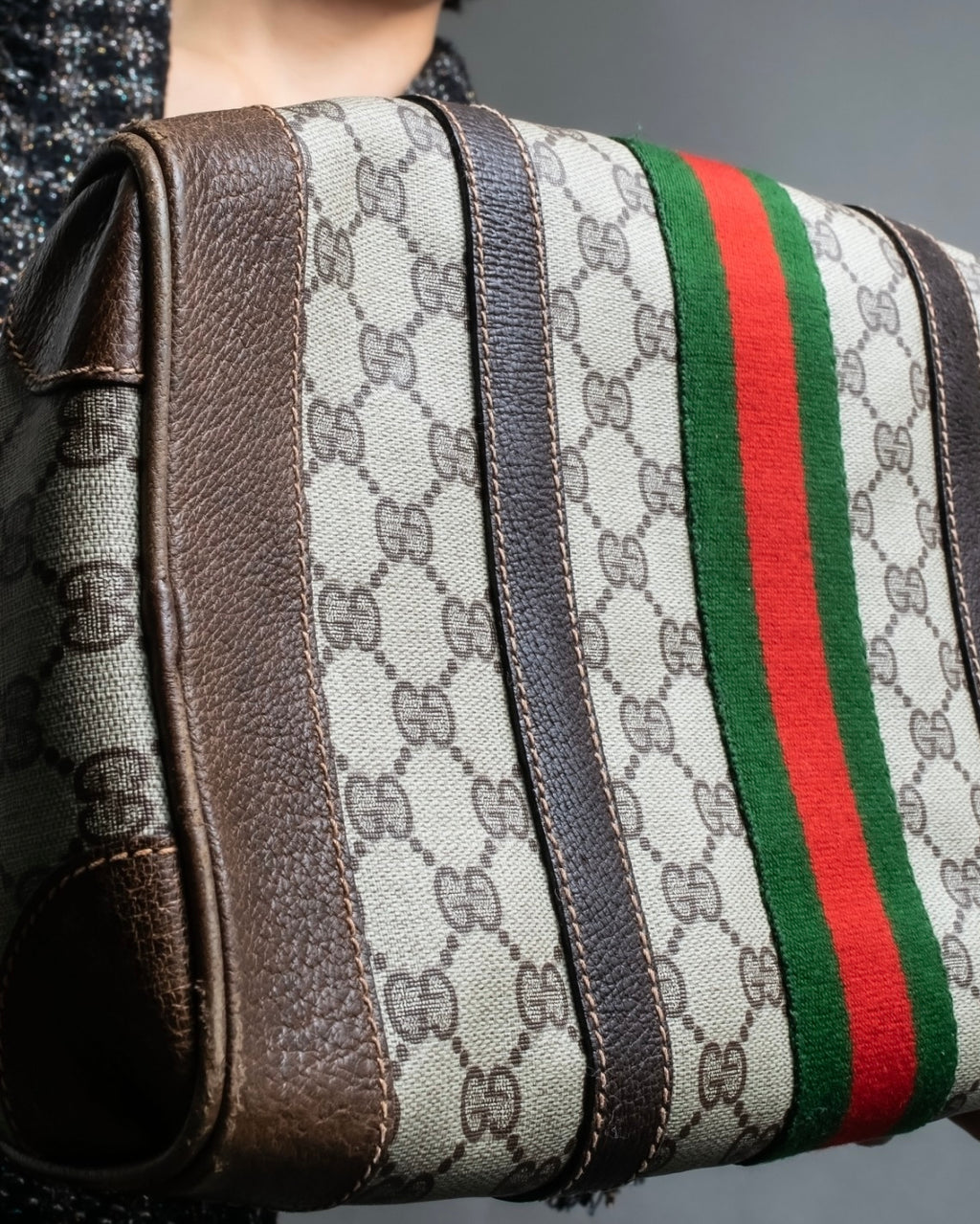 "OLD GUCCI" GG plus shelly line handbag
