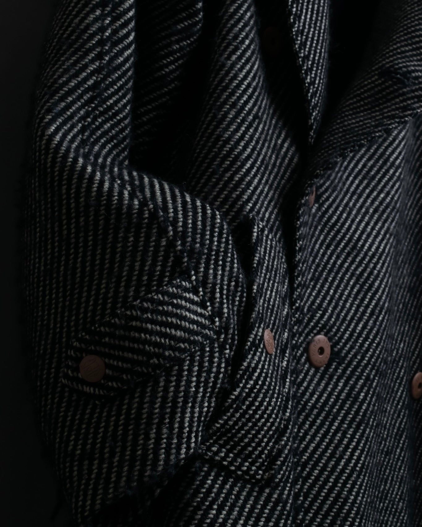 "Jean-Paul GAULTIER" bias striped wool napoleon coat