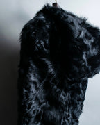 Lamb fur magnetic button hood coat