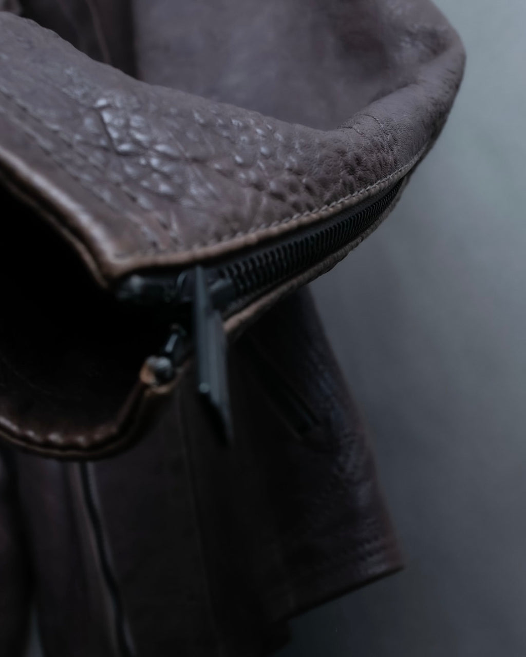 "EMPORIO ARMANI" grained lamb leather double zip jacket