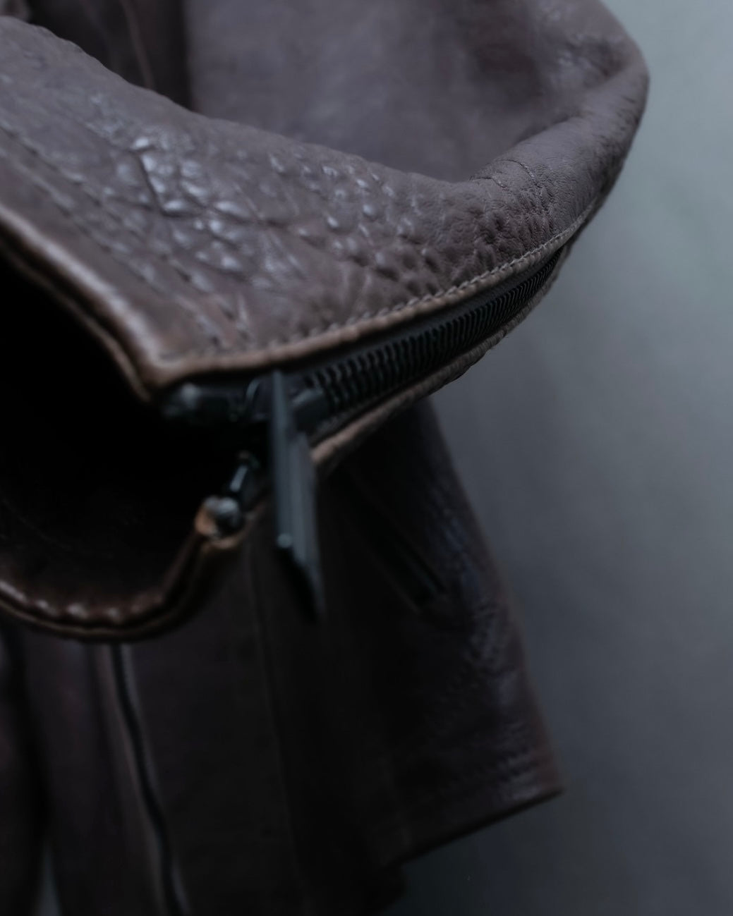 "EMPORIO ARMANI" grained lamb leather double zip jacket